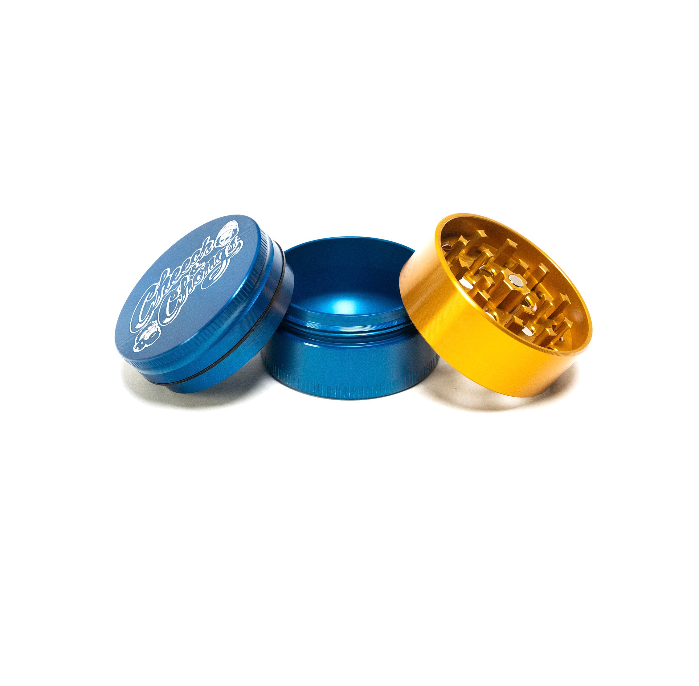 cheech-chong-aluminium-3-pi-ces-medium-grinder-bleu-or image 2