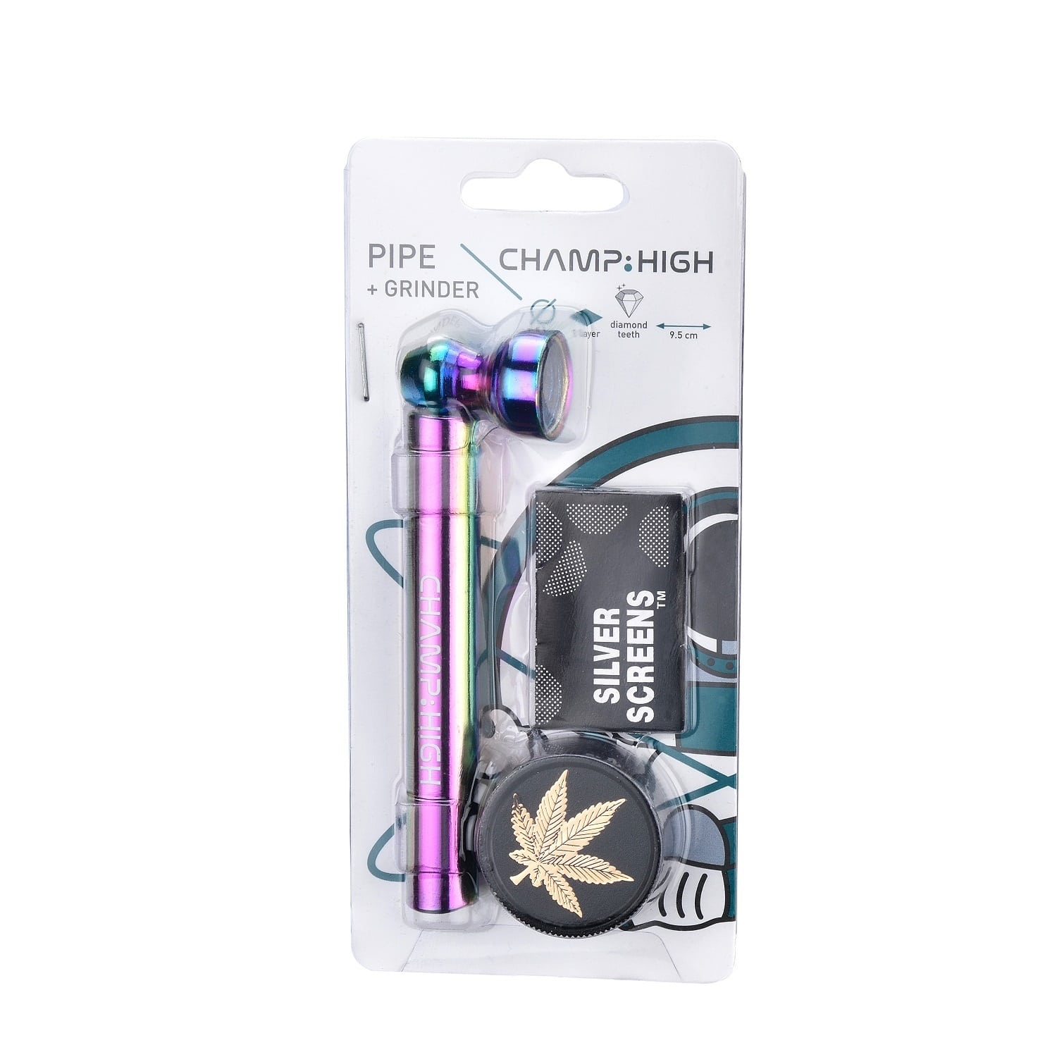 champ-high-consume-rainbow-pipe-verre-9-5-cm-grinder-30-mm image 6