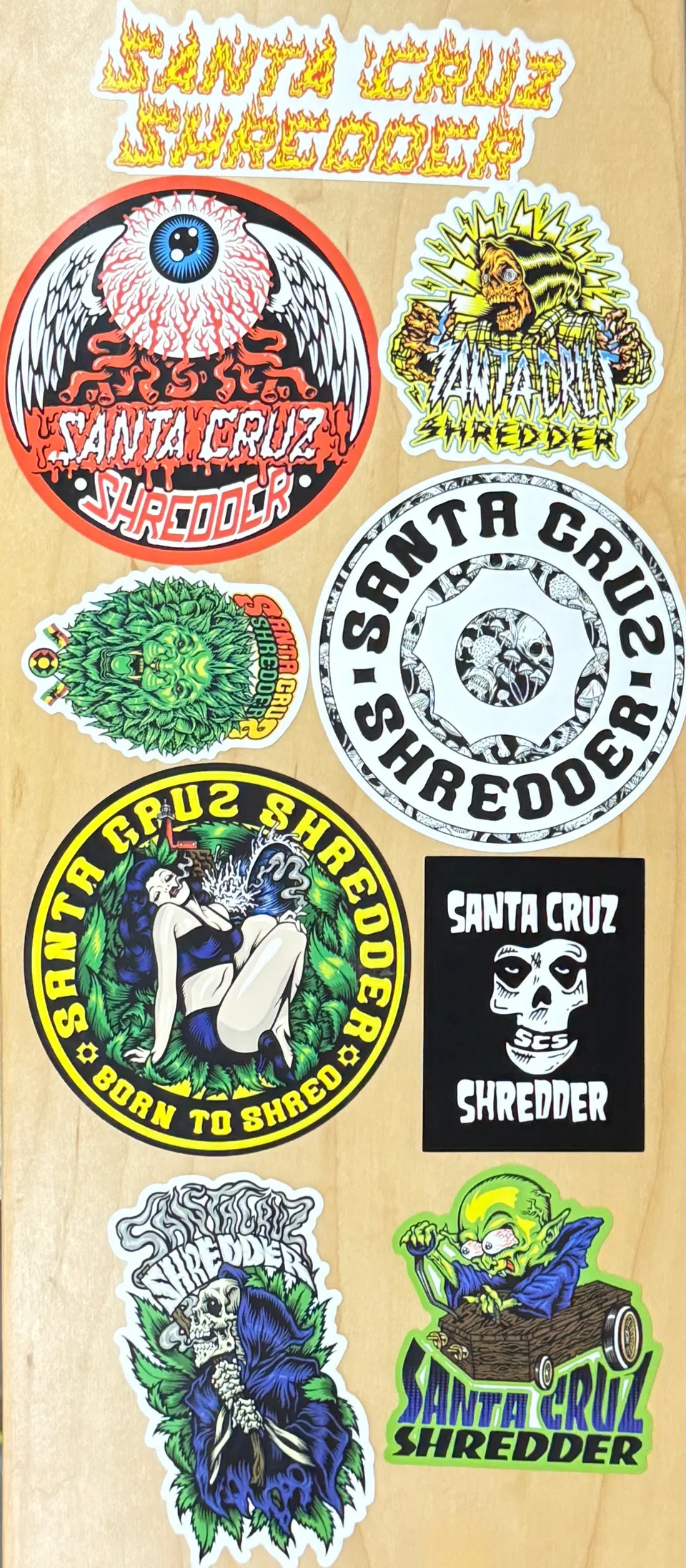 santa-cruz-shredder-aluminum-pack-9-stickers-autocollants image 1