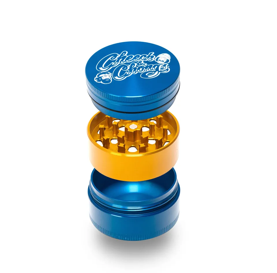 cheech-chong-aluminium-3-pi-ces-medium-grinder-bleu-or image 1